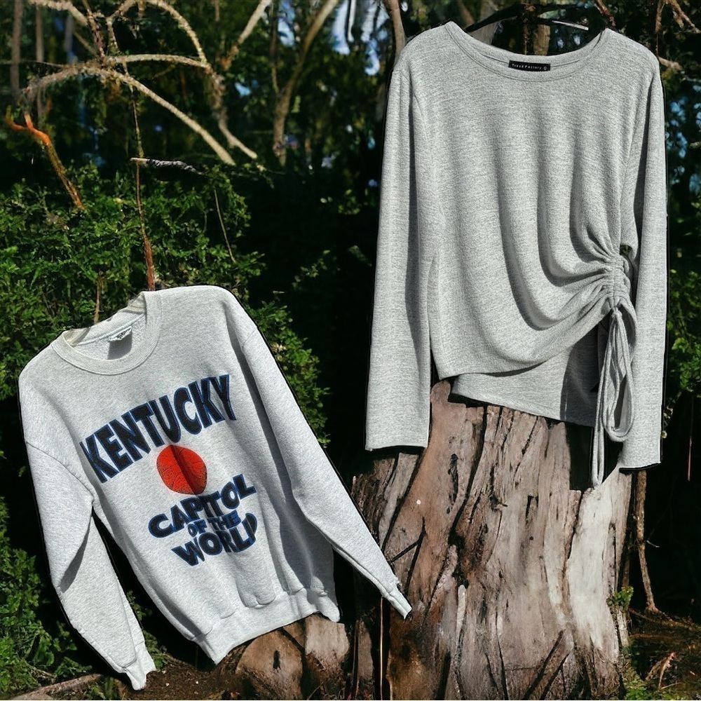 TREND FACTORY~SIZE L~GRAY SWEATER~SHIRRED FRONT & LEE~SIZE L~KY SWEATSHIRT~TC*
